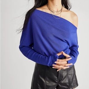 NWT free people fuji thermal sweater top in indigo.